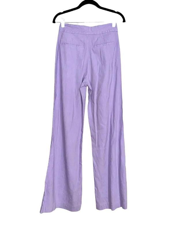 Alice + Olivia Dylan Linen Blend High Waist Wide Leg Purple Pants 0 in Solstice - Image 6