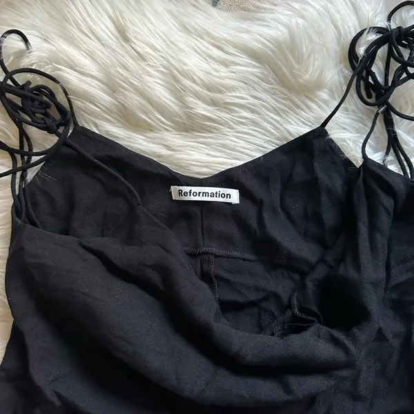 REFORMATION Leah Cowl Neck Top In Black - Image 6