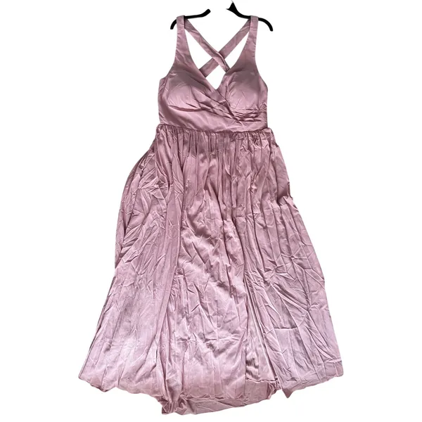 AZAZIE Blush Pink Maxi Dress Criss Cross Open Back Tie Waist - Image 2