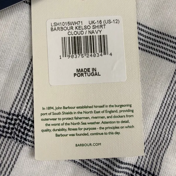 Barbour Summer Tartan Kelso Shirt Womens 12 Cloud/Blue Plaid Cotton British Prep - Image 10
