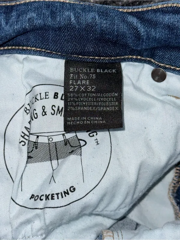 Buckle Black Fit No 75 Flare Leg Stretch Jeans Sz 27x32 BBW1556R Boho Western - Image 9