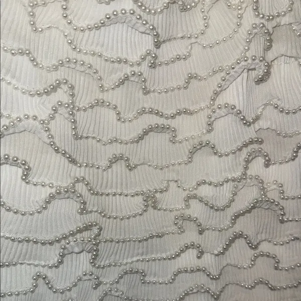 NWOT Special Gianni Bini Strapless White Pearl Ruffle Trimmed and Textured Dress - Image 4
