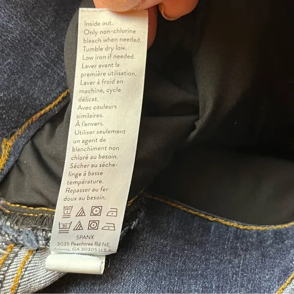 Spanx Skinny Jean Womens Large Blue Distressed Pull-on‎ Stretch Blue Denim - Image 5