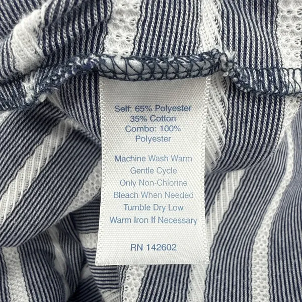Sail to Sable Blue White Striped Ribbed Knit Shift Dress XL Exposed‎ Back Zipper - Image 7