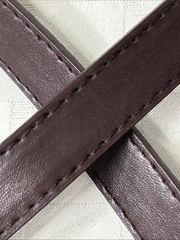 Brown Leather Crossbody Strap with Gold Hardware - Image 2
