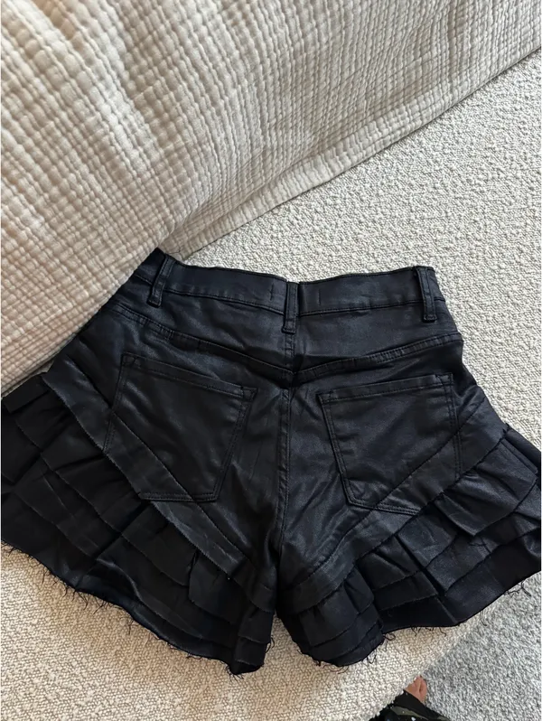 Akira Black shiny pleather shorts - Image 4