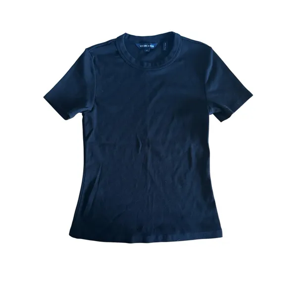 Veronica‎ Beard Pruitt Ribbed Crewneck T-shirt Small Black Knit Cotton - Image 3