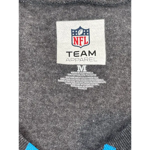 NFL Team Apparel Womens Gray Carolina Panthers V Neck Tee Shirt Size M - Image 3
