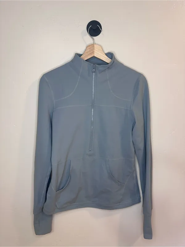 Zyia Active Light Gray Half-Zip Active Pullover Medium - Image 3