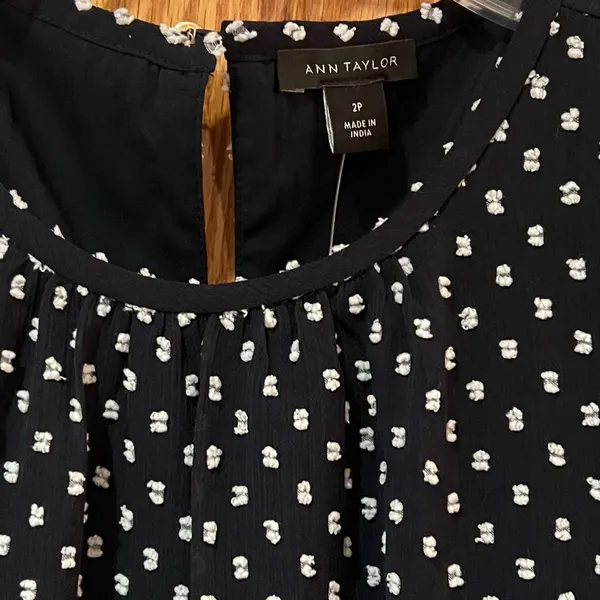 Ann Taylor‎ Clip Belted Mock Neck Shift Dress Night Sky Navy Blue Size 2 Petite - Image 9