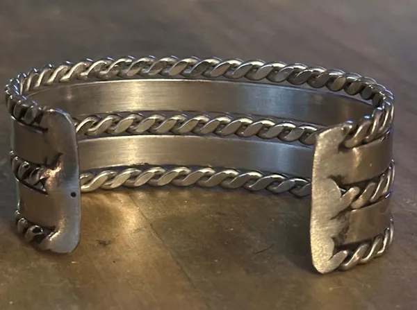 Stainless Steel Wide Cuff Bracelet Silver - Image 4
