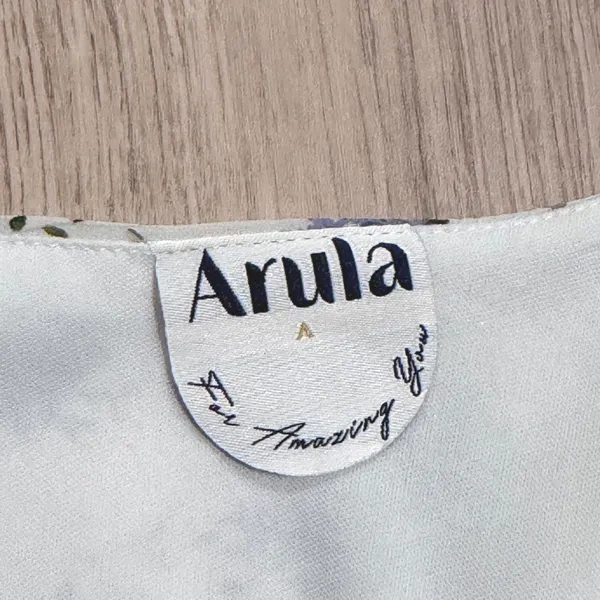Arula Krissy P Blue Floral White Chiffon Mini Dress Smocked Waist Size A Plus - Image 3
