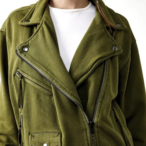 Free People Rebel Knit Oversized Moto Jacket - Green - size XL - Image 4