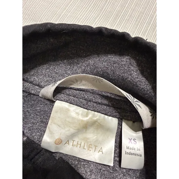 Athleta Womens‎ XS Black Gray Ruffle Full Zip Running Jacket Thumbholes Pockets - Image 5