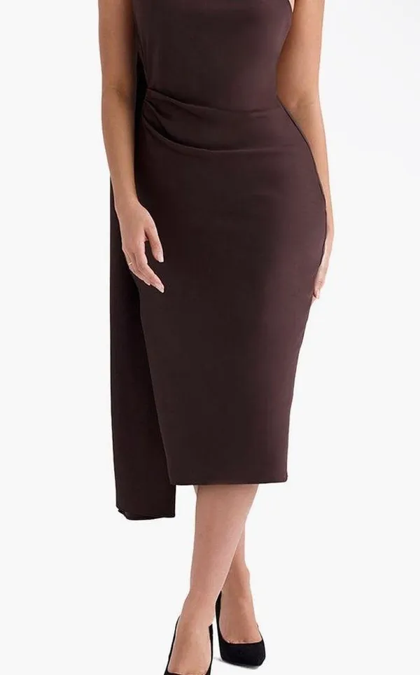 House of CB Angelina Asymmetric Halter Midi Dress size S - Image 6