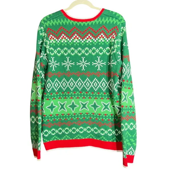 Holiday Time Womens Size Medium Ugly Christmas Sweater Cow Reindeer Green Winter - Image 3