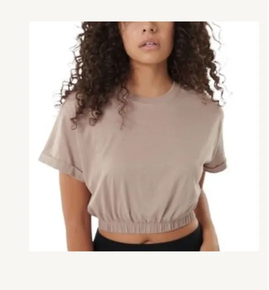 Garage Light Brown Scrunch Crop Top - Image 2