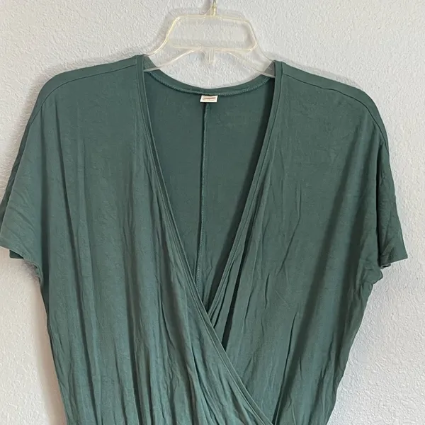 Old Navy Green V-Neck Short Sleeve Elastic Waist Drawstring Romper - Image 2