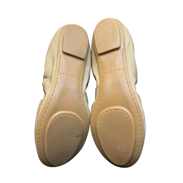 Cole Haan Shoes Womens Size 6 Beige Patent Leather Ballet Flats Bow‎ D42512 - Image 8