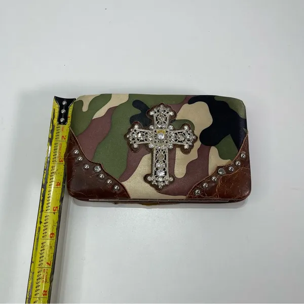 Y2K Camouflage Cross Bifold Wallet Rhinestone Clutch Country Road Cowgirl Grunge - Image 2