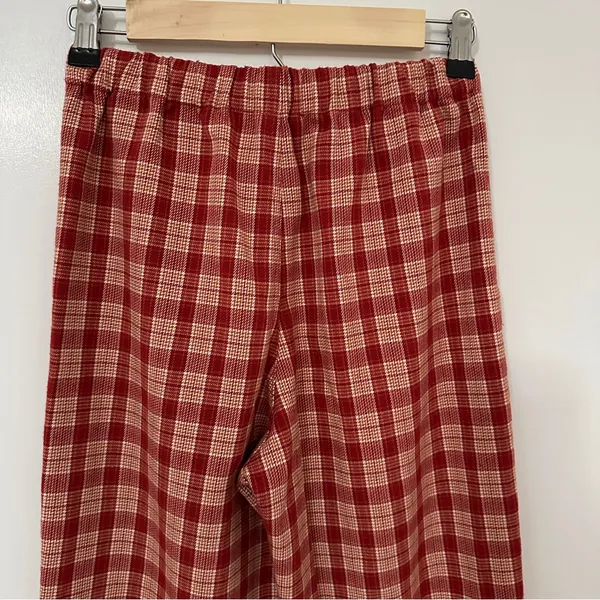 Brandy Melville Tilden Plaid Flannel Pants One Size Elastic Waist High Rise Red - Image 6