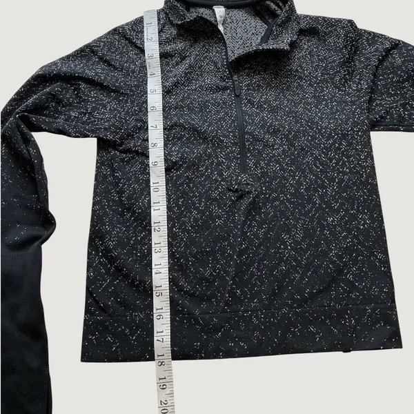 Lululemon Rest Less 1/4 Zip Pullover Black White Herringbone Size 4 Thumbholes - Image 5