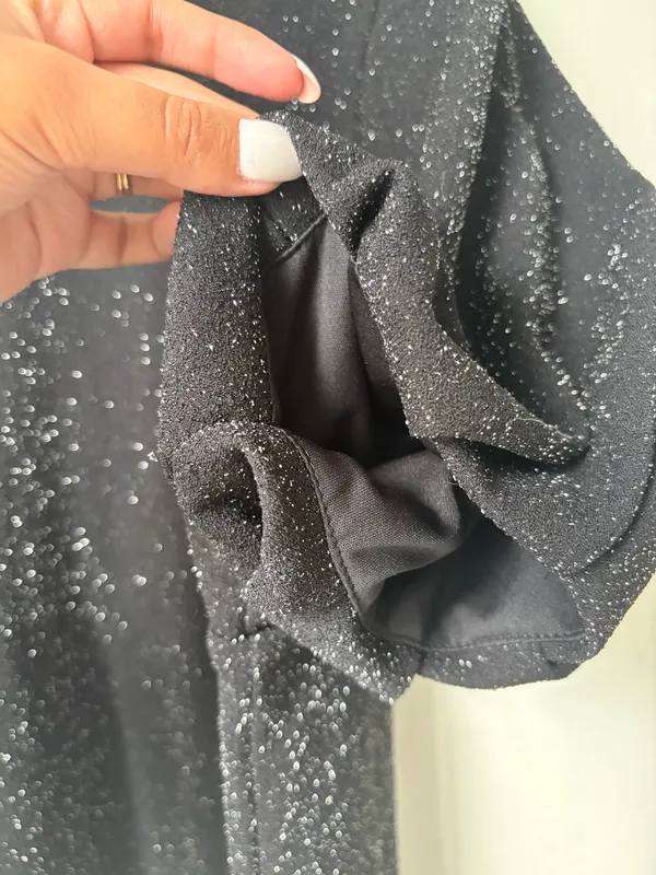 Vince camuto black sparkle puff-sleeve Blouse XL - Image 4