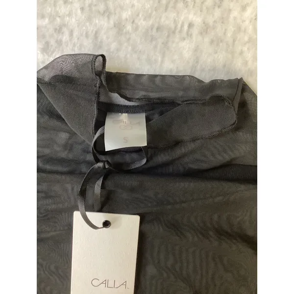 CALIA Womens Draped Funnel Long Sleeve Mesh Top Black Sheer CKP15396CN Small NWT - Image 2