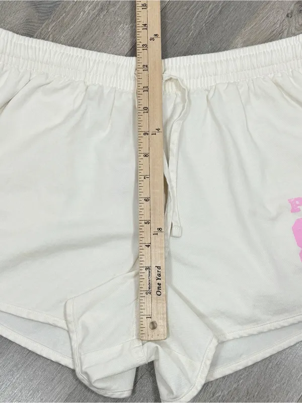 Pink by Victorias Secret Retro‎ Logo Athleisure Jogger Shorts Cream Pink Large - Image 11