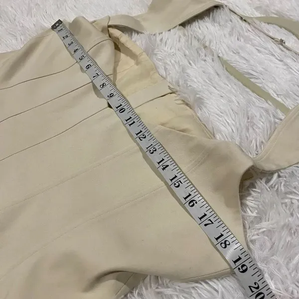 L’academie Ashleigh Stretch Cotton Cargo Mini Dress in Khaki Beige XL - Image 4