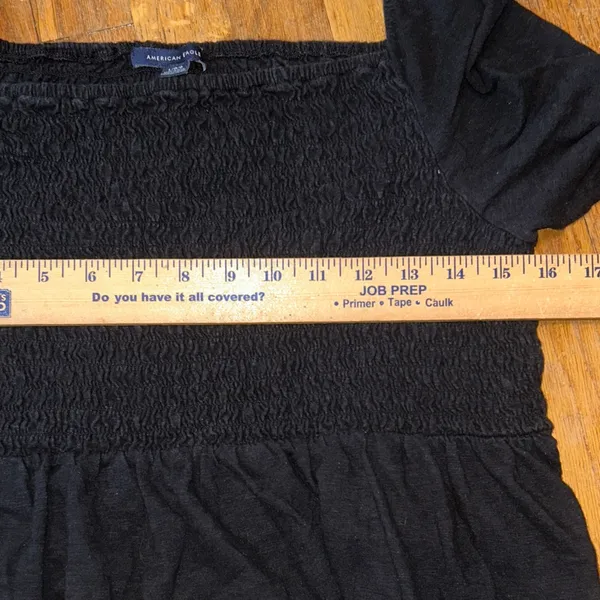 American Eagle‎ Outfitters Black Smocked Blouse Size L Cropped - Image 6
