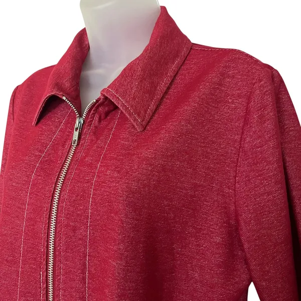 Vintage Weekenders Red Denim Knit Track Suit Set: Zipper Jacket & Leisure Pants - Image 7
