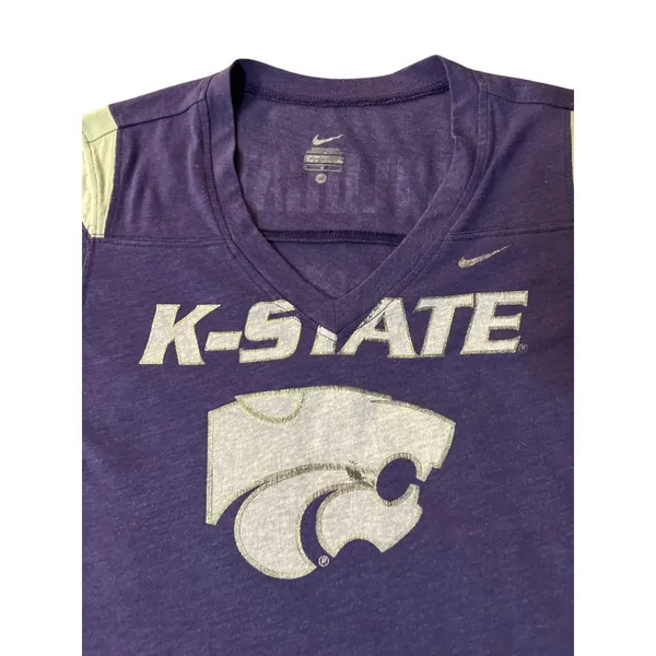 Nike K-State Wildcats Womens V-Neck Short Sleeve T-Shirt Purple M Used - Image 11