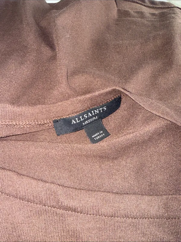 NWT AllSaints Rita Boat Neck Long Sleeve Top Medium BITTER BROWN - Image 7