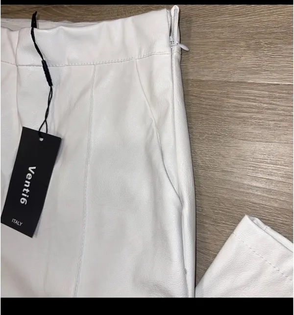 Venti 6 pleather high waist wide leg white pants S - Image 5