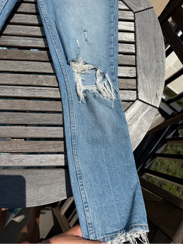 Abercrombie & Fitch Light Blue Distressed Boyfriend Jeans - Image 5