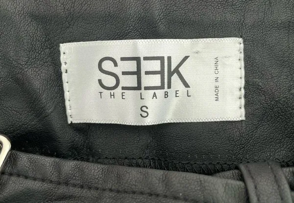 LF Seek The Label black vegan leather Moto biker asymmetrical zip mini skirt S - Image 2