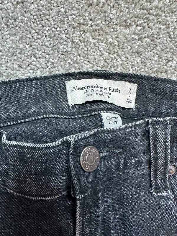 Abercrombie Black Curve Love Slim Straight Ultra High Rise Jeans - Image 3