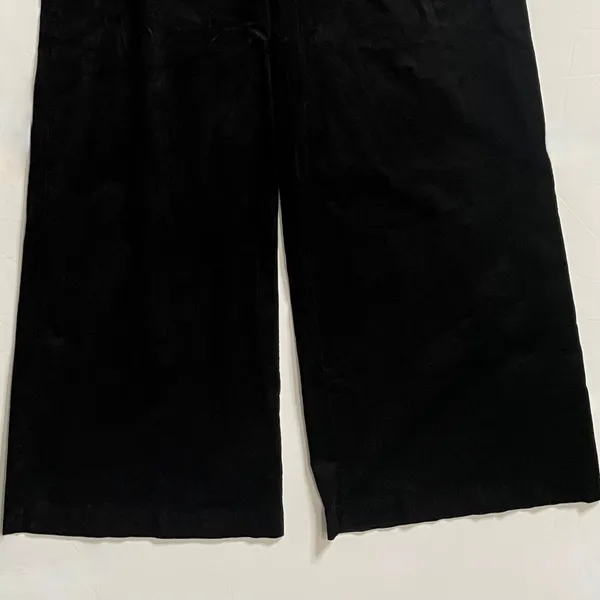 PAIGE Tinesha Corduroy Wide Leg High Rise Pants Solid Black Stretch Size 10 - Image 4