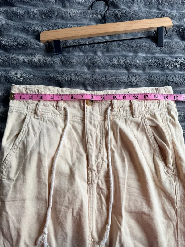 Free People Cream Chino Drawstring Maxi Skirt Safari Coastal Grandmother Utility - Image 5