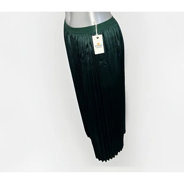 NWT Marine Layer Chelsea Pleated Midi Skirt Green Gables Size Large Defect - Image 2