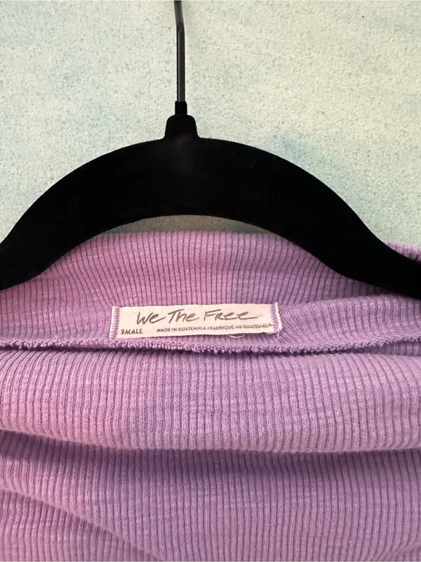 We The Free Lavender Ribbed Cropped Tie-Back Top - Image 3