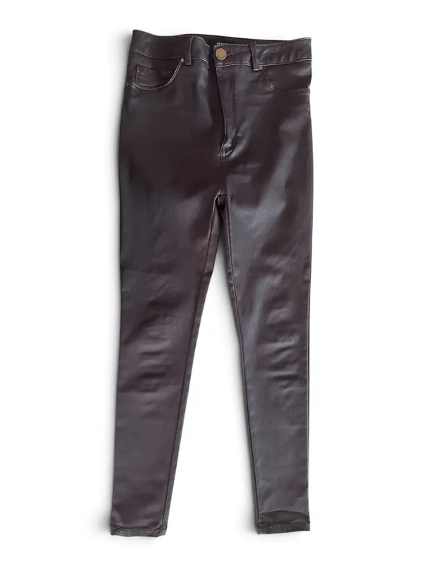 Studio F Brown Coated High-Rise Skinny Pants (1423) - Image 10