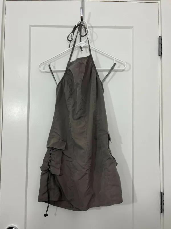 Motel Rocks XS Extra Small Gray Schmidt Cargo Mini Dress - Image 5