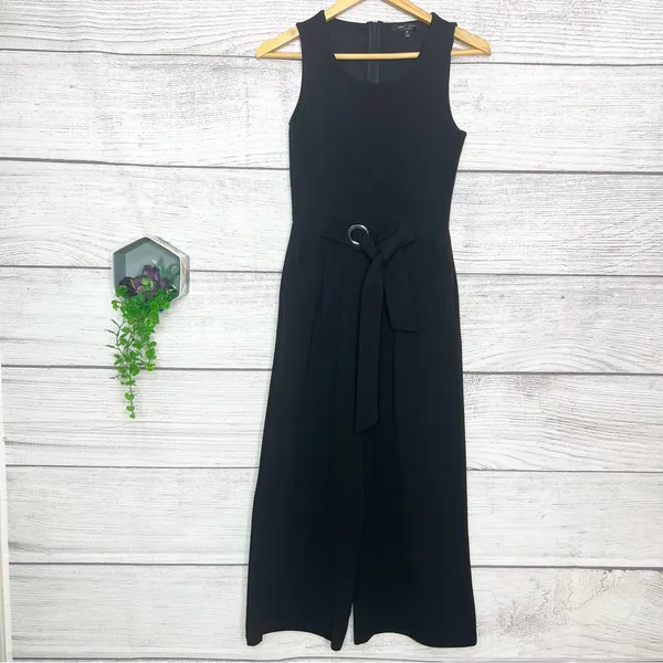 Romeo & Juliet Couture Black Sleeveless Belted Wide Leg Jumpsuit Size Medium - Image 12