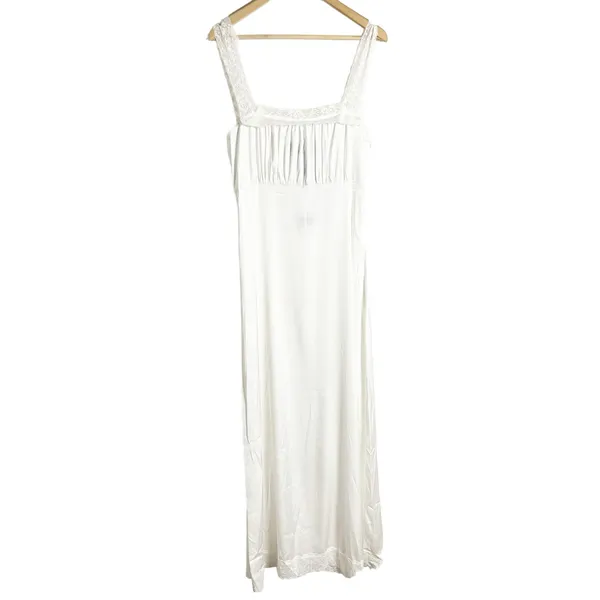 Lioness Vintage Ballerina Porcelain White Lace Trim Sleeveless Maxi Dress Size M - Image 4