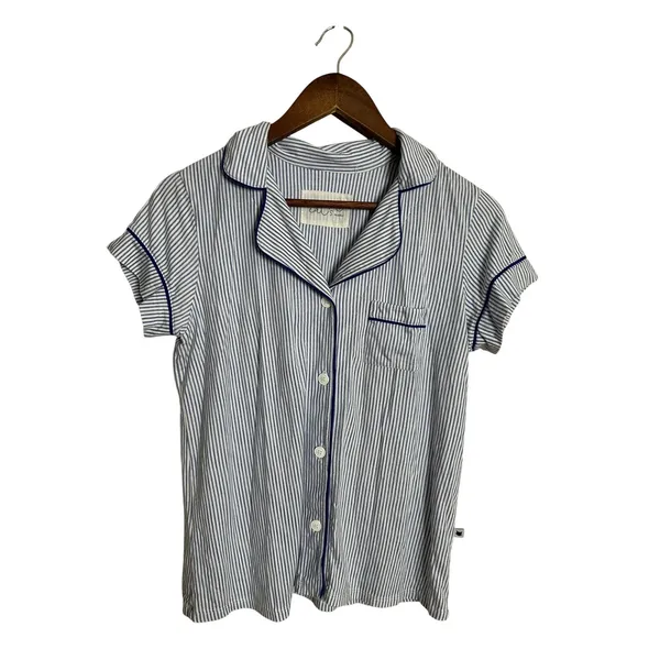 The Cat's Pajamas Set Blue White Stripe Pima Cotton Modal size S Lounge Sleep - Image 2