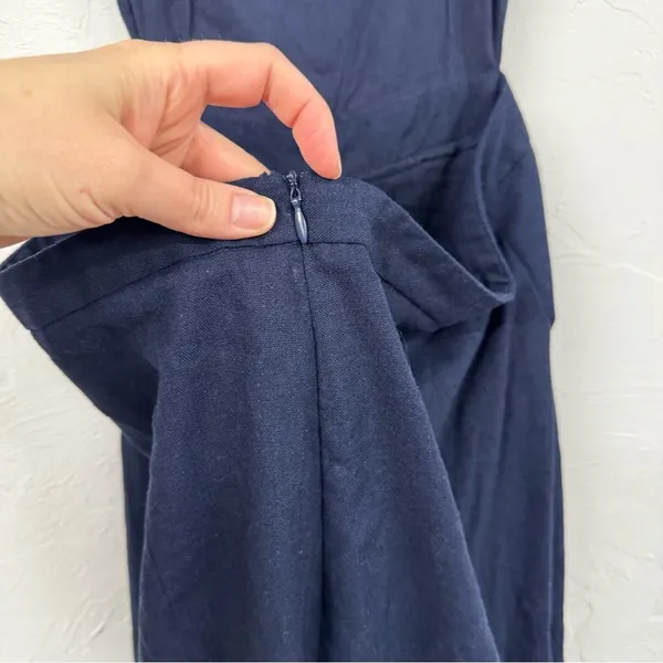 Showpo Navy Blue Wide Leg Cropped Sleeveless Open Back Cropped Jumpsuit 4 - Image 5