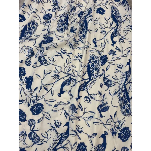 Abercrombie & Fitch Blue White Peacock Toile Maxi Dress XL Lace Up Back Slit - Image 7