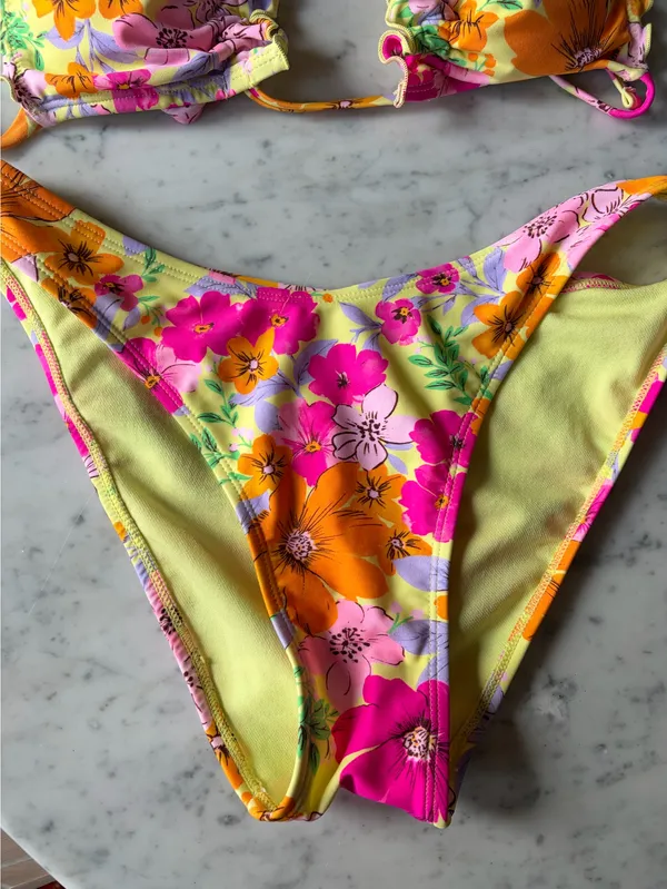 Yellow & Pink Floral Wild Fable Bikini Set Sz S - Image 2